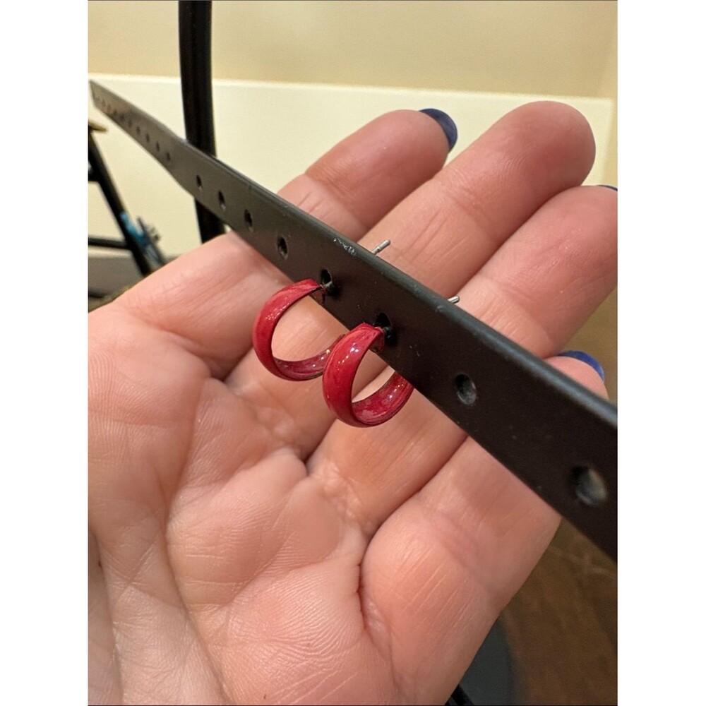 Small Red Enamel Hoop Earrings
